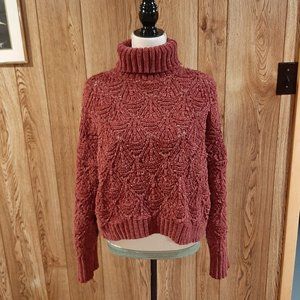 POL Soft Cropped Maroon Turtleneck